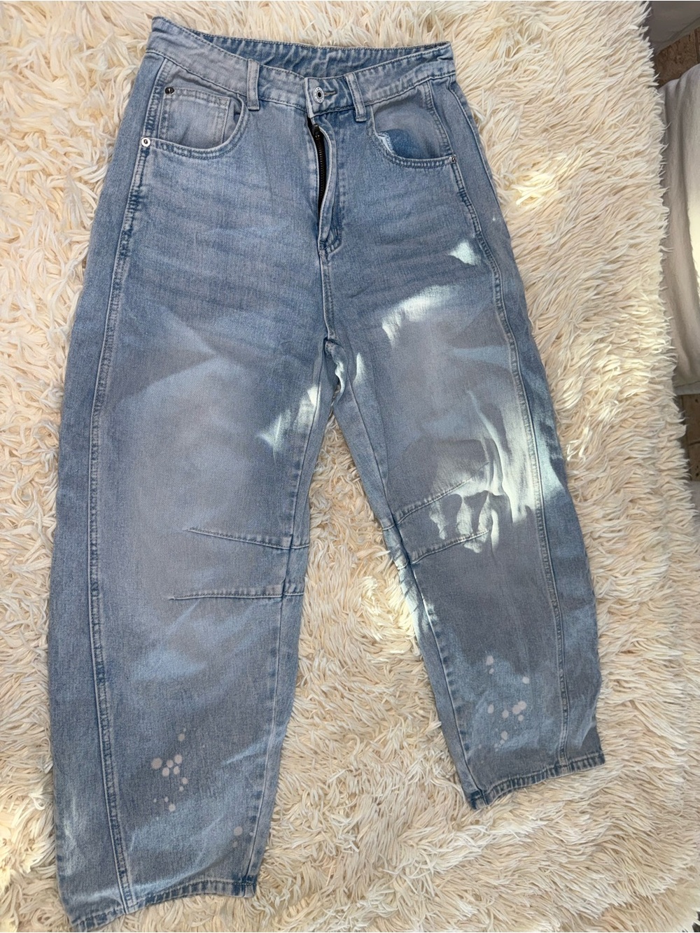 Men's Light Wash Grey Denim Jeans
